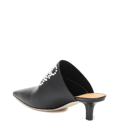 Shop Loewe Anagram Embellished Leather Mules In Black