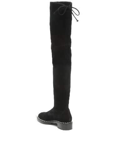 Shop Stuart Weitzman Lowland Embellished Suede Over-the-knee Boots In Black