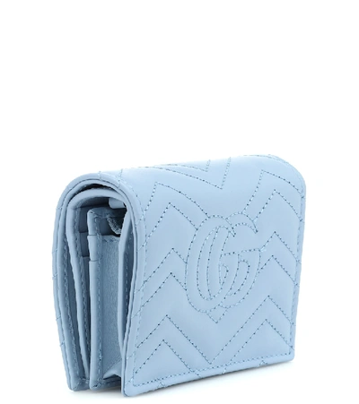 Shop Gucci Gg Marmont Mini Wallet Shoulder Bag In Blue