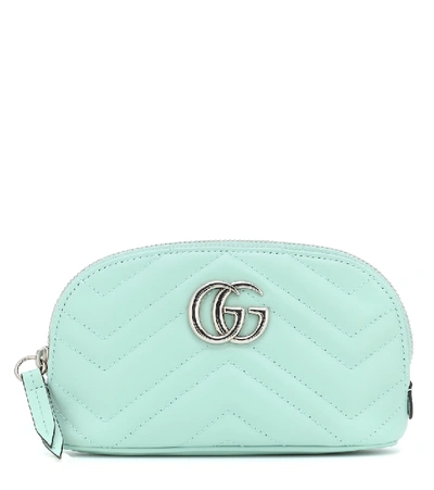 Shop Gucci Gg Marmont Small Leather Cosmetics Case In Green
