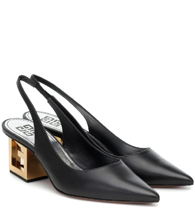 Shop Givenchy Triangle Leather Slingback Pumps In Black