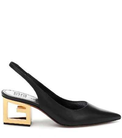 Shop Givenchy Triangle Leather Slingback Pumps In Black