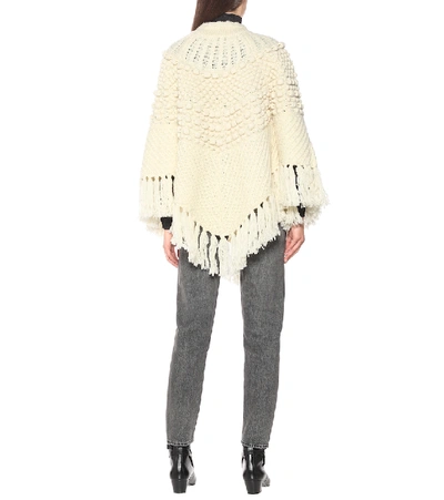 Shop Saint Laurent Wool Poncho In White