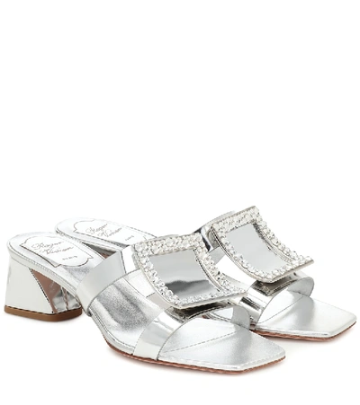 Shop Roger Vivier Bikiviv' 45 Metallic Leather Sandals In Silver