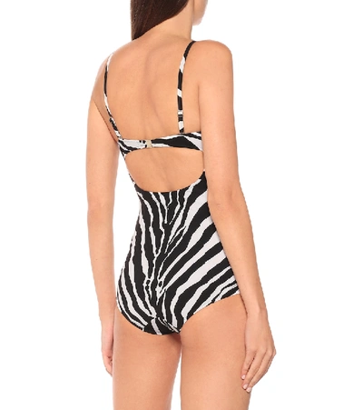 Shop Dolce & Gabbana Zebra-print Swimsuit In Black