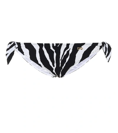 Shop Dolce & Gabbana Zebra-print Bikini Bottoms In Black