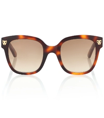 Shop Cartier Panthère De  Square Sunglasses In Brown