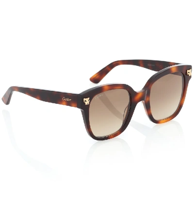 Shop Cartier Panthère De  Square Sunglasses In Brown