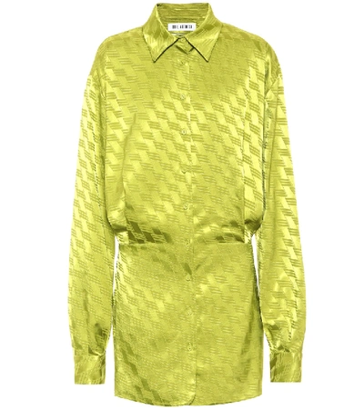 Shop Attico Gigi Satin-jacquard Shirt Dress In Green