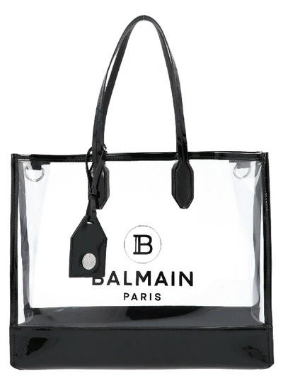 Shop Balmain Logo Tote Bag In Transparent