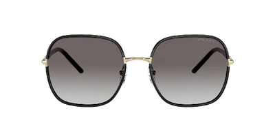 Prada Womens Black Pr 67xs 58 Rectangle-frame Metal Sunglasses In Grey Gradient