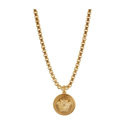 Shop Versace Medusa Medallion Necklace In Oro