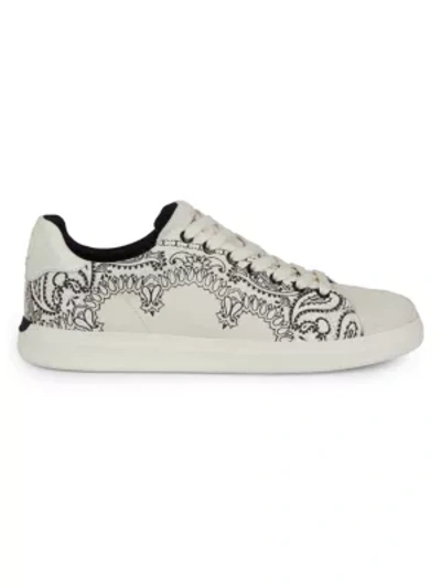 Shop Tory Burch Howell Paisley-print Leather Sneakers In Ivory