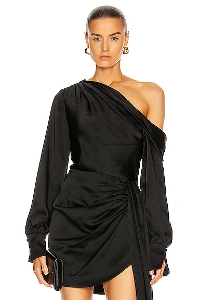 Shop Jonathan Simkhai Alice One Shoulder Top In Black