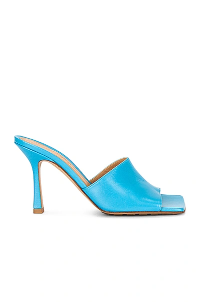 Shop Bottega Veneta Leather Mules In Sky Blue