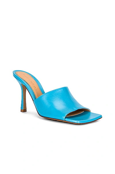 Shop Bottega Veneta Leather Mules In Sky Blue