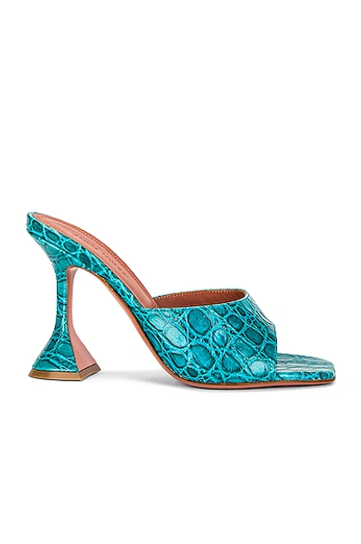 Shop Amina Muaddi Lupita Slipper In Horizon Blue Cocco Print