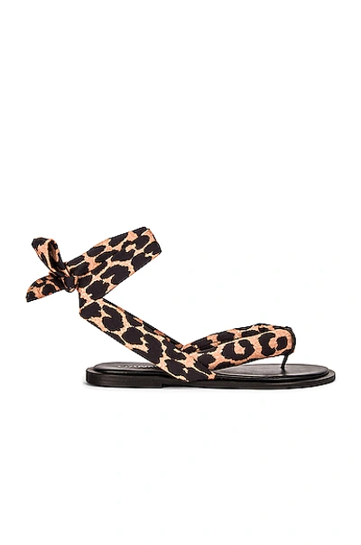 Shop Ganni Recycled Tech Fabric Sandals In Leopard