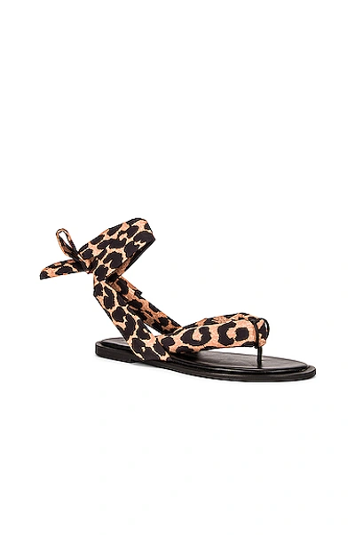 Shop Ganni Recycled Tech Fabric Sandals In Leopard