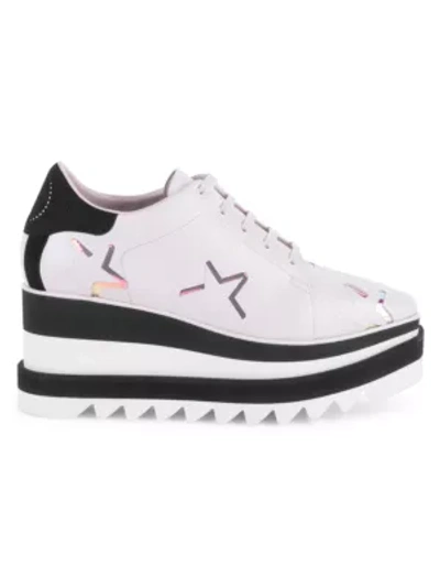Shop Stella Mccartney Sneak-elyse Star Platform Wedge Sneakers In Black White