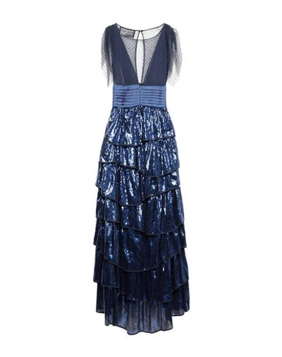 Shop Christian Pellizzari Long Dresses In Dark Blue