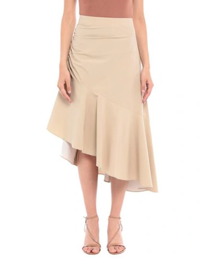 Shop Pinko Woman Midi Skirt Beige Size 4 Cotton, Elastane