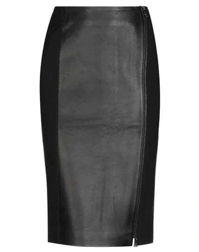 Shop Karl Lagerfeld Woman Midi Skirt Black Size 4 Lambskin, Viscose, Polyamide, Elastane