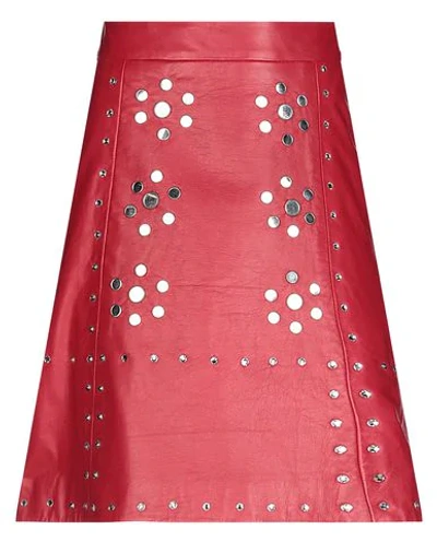 Shop Dondup Woman Midi Skirt Red Size 6 Lambskin