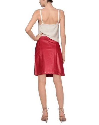 Shop Dondup Woman Midi Skirt Red Size 6 Lambskin