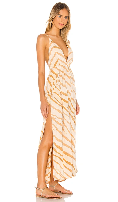 Shop Indah River Triangle Plunge Wrap Skirt Maxi Dress In Golden Zebra