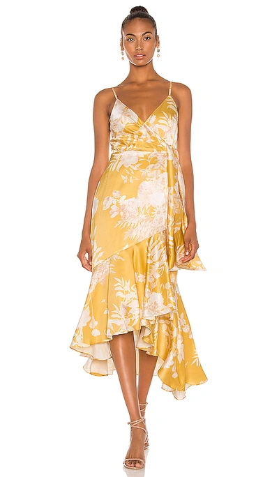 Shop Thurley Sarita Wrap Dress In Sonet Print Golden