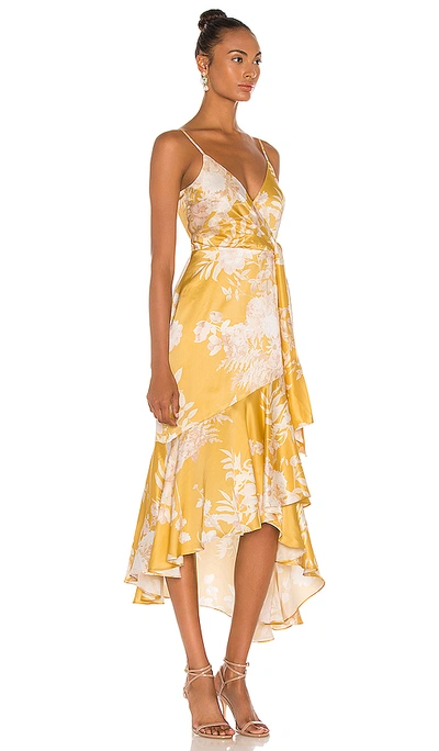 Shop Thurley Sarita Wrap Dress In Sonet Print Golden