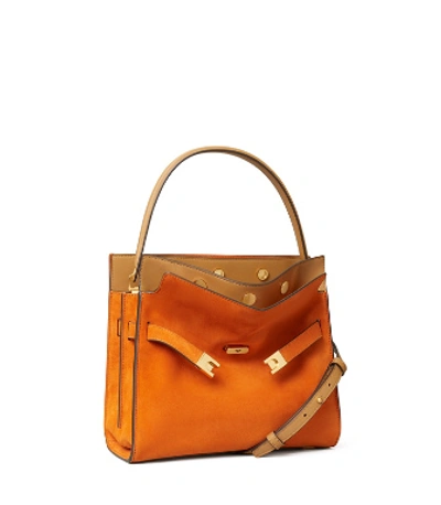 Shop Tory Burch Lee Radziwill Small Double Bag In Sweet Orange