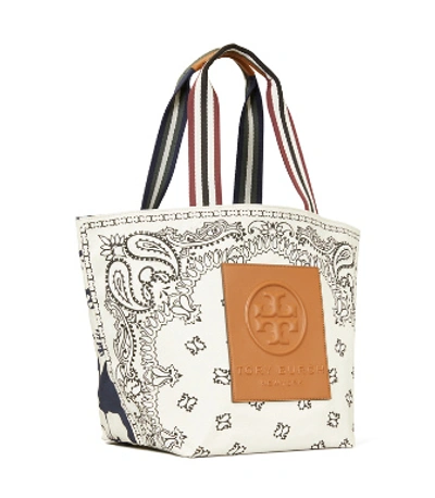 Tory Burch Gracie Reversible Printed Canvas Tote Bag In Ivory Americana ...