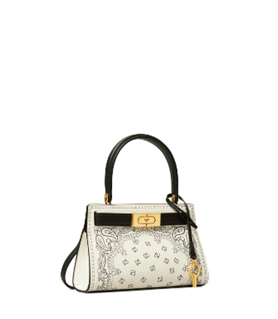 Shop Tory Burch Lee Radziwill Petite Bag In Ivory Americana Bandana