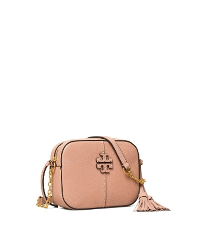 Tory Burch Mcgraw Leather Camera Bag - Orange In Pink Moon