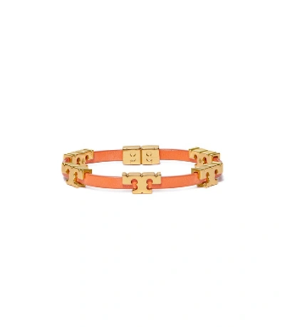 Shop Tory Burch Serif-t Single Wrap Bracelet In Tory Gold/mango
