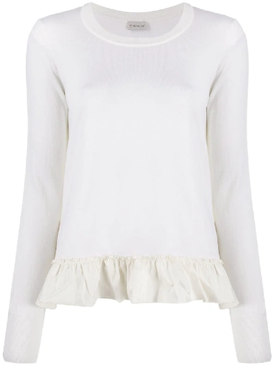 Shop Moncler Peplum Hem Jumper In Neutrals