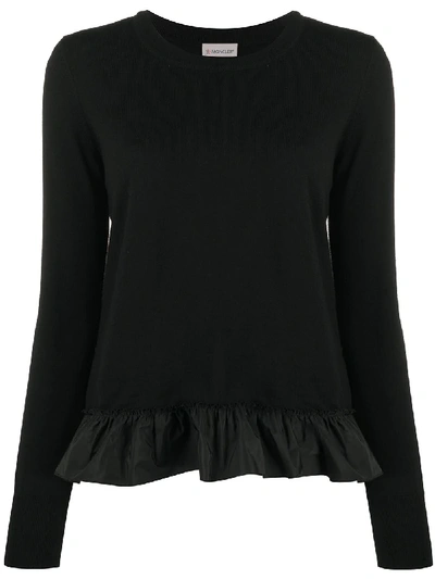 Shop Moncler Peplum Hem Jumper In Black