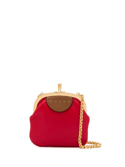 Shop Marni Colour-block Crossbody Bag In Red