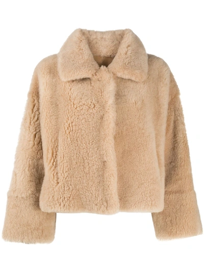 Shop Manzoni 24 Reversible Shearling Jacket In Neutrals