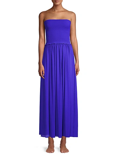 Shop Ramy Brook Calista Smocked Off-the-shoulder Dress In Periwinkle
