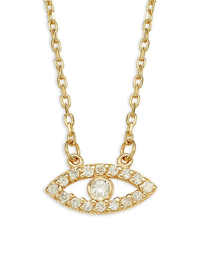 Shop Saks Fifth Avenue 14k Yellow Gold & Diamond Evil Eye Pendant Necklace