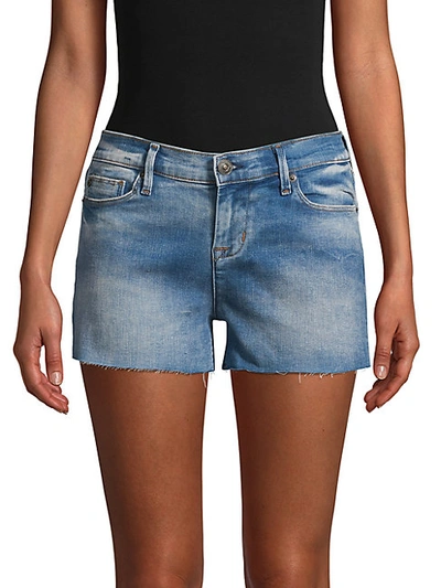 Shop Hudson Raw Edge Jean Shorts In Destroyed Blue