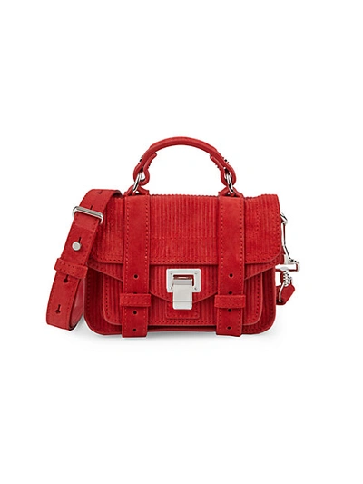 Shop Proenza Schouler Micro Ps1 Cord-textured Leather Satchel In Red