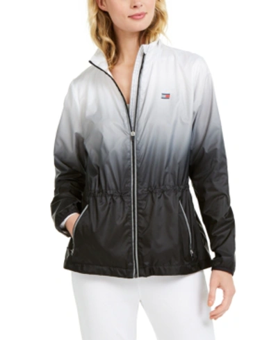 Shop Tommy Hilfiger Sport Ombre Windbreaker Jacket In White/black