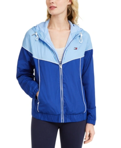 Shop Tommy Hilfiger Sport Crinkle Windbreaker Jacket In Arctic Blue