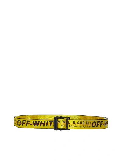 Shop Off-white Classic Industrial Logo Jacquard Belt In Yellow Black