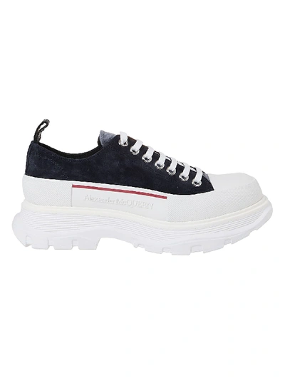 Shop Alexander Mcqueen Logo Stamped Sneakers In Blue/white