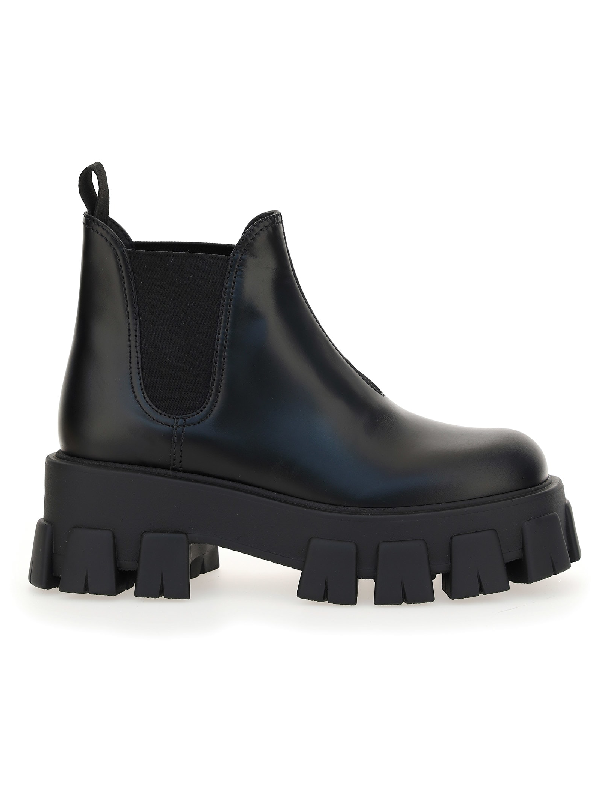prada monolith brushed leather booties